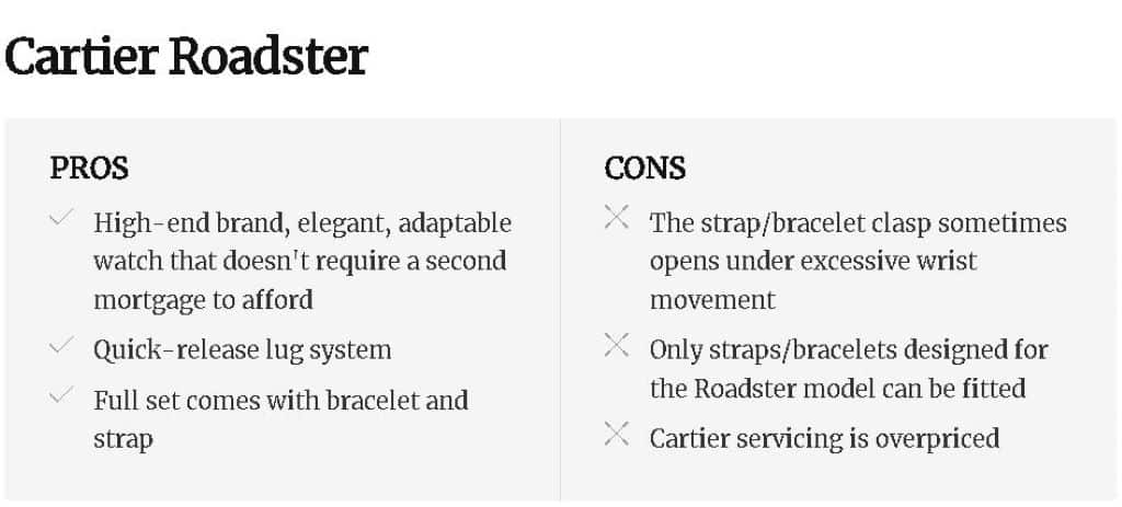 Cartier Roadster watch pros and cons-1