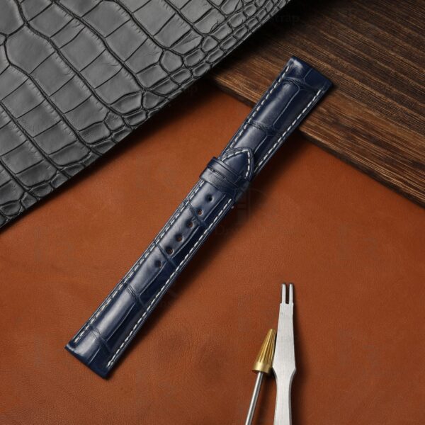 Custom Longines Master Conquest Blue alligator leather watchband 19mm 20mm 21mm for sale