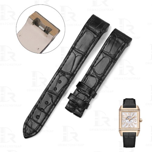 Buy custom Black alligator leather watch straps for Jaeger Lecoultre JLC Reverso Squadra Lady Duetto Watch Buy custom Black alligator leather watch straps for Jaeger Lecoultre JLC Reverso Squadra Lady Duetto Watch