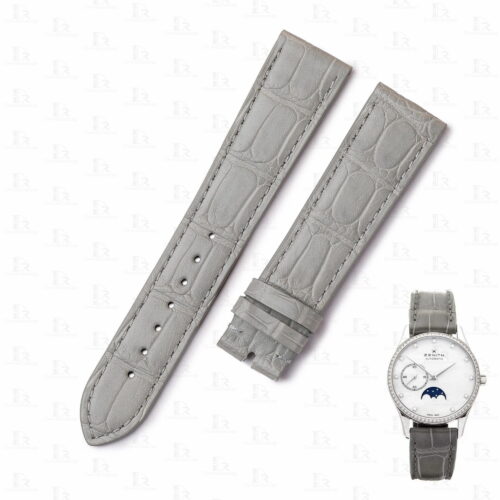 Zenith Elite Ultra Thin Lady Moonphase gray alligator leather strap replacement Zenith El Primero Chronomaster Elite Ultra Thin Lady Moonphase gray alligator leather watch band replacement