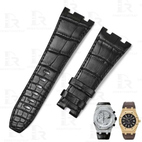 Buy custom Audemars Piguet GMT Perpetual Calendar Black leather watch straps 23mm 26mm 28mm 30mm handmade for sale Buy custom Audemars Piguet GMT Perpetual Calendar Black leather watch straps 23mm 26mm 28mm 30mm handmade for sale