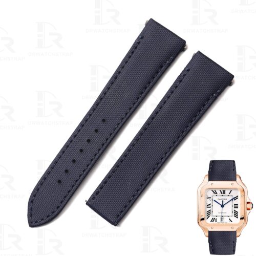 Custom Quickswitch replacement blue Canvas nylon leather watch strap  watch band for Cartier Santos Medium 35mm Large 40mm watch Custom Quickswitch replacement blue Canvas nylon leather watch strap watch band for Cartier Santos Medium 35mm Large 40mm watch