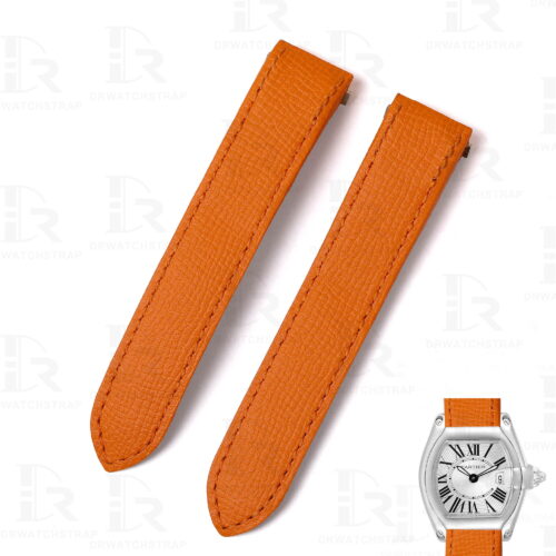 Quickswitch epsom leather watch strap replacement for Cartier Roadster Chronograph, XL, 2510, GMT 19mm 20mm Orange Epsom leather watch strap replacement for Cartier Roadster