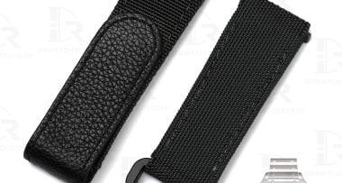 Buy custom Cartier Santos Quick switch black canvas velcro straps 21mm 19mm handmade watch band for sale (1)
