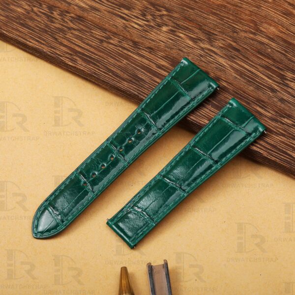 Buy Custom Cartier Tank Must High gloss Green leather watchbands 23mm handcrafted for sale (2)