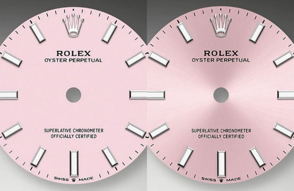 Rolex Oyster Perpetual 41mm Color dial pink candy dial vs sunburst face