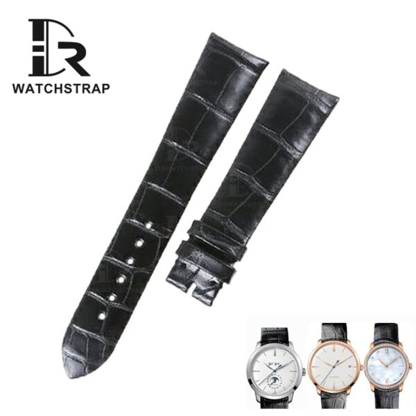 Buy Custom curved end replacement Black alligator leather watch strap for Girard Perregaux 1966 luxury watch (1)