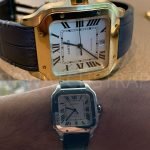 Replacement olive green nylon canvas velcro watch band for Cartier Santos Quickswitch strap