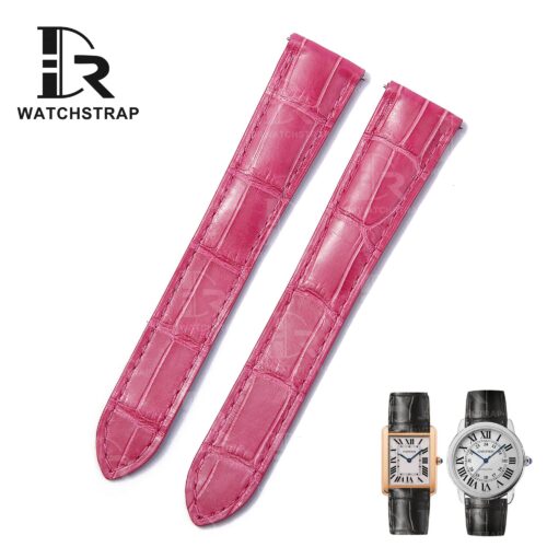 Handmade Cartier Tank solo Pink Alligator Square Scale leather watch strap for Cartier (Double Folded) watchbands Handmade Cartier Tank solo Pink Alligator Square Scale leather watch strap for Cartier (Double Folded) watchbands