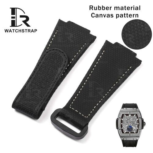 Buy Custom Hublot Spirit of Big Bang 647 Moonphase Canvas Pattern Black Rubber Velcro & Elastic strap Handmade watch band (1) Buy Custom Hublot Spirit of Big Bang 647 Moonphase Canvas Pattern Black Rubber Velcro & Elastic strap Handmade watch band (1)