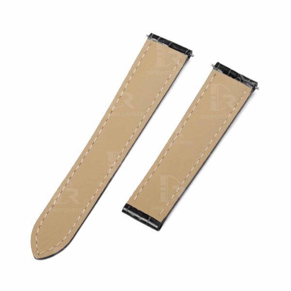Buy Custom Cartier tortue Black leather watch band 15mm handmade for strap (2)