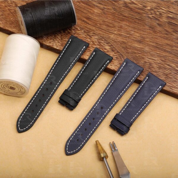 Buy Custom Patek Philippe 5230P Black Canvas leather strap 20mm Handmade for watch strap (2)