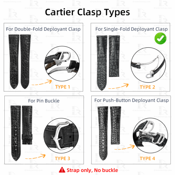 Cartier watch band For Single Fold Deployant Clasp