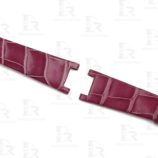 Buy Custom Harry Winston Avenue watch band 15mm Belly Scale American Alligator Black leather watch straps (2)