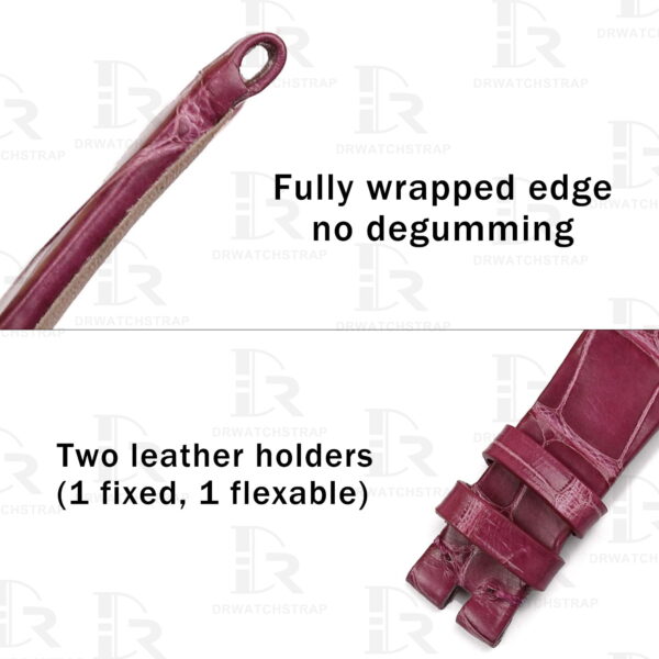 Buy Custom Harry Winston Avenue watch band 15mm Belly Scale American Alligator purple leather watch straps (1)