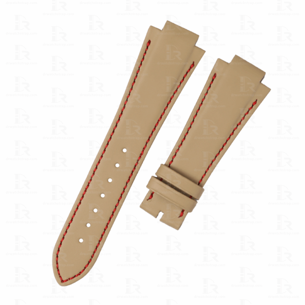 Custom Beige Calfskin leather watch strap replacement for Girard Perregaux Laureato Evo3 band Custom Beige Calfskin leather watch strap replacement for Girard Perregaux Laureato Evo3 Red stitching band