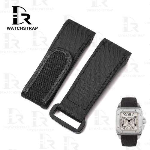 Buy Custom Cartier Santos 100 Black nylon velcro strap 20mm 23mm 24mm replacement watch bands (1) Buy Custom Cartier Santos 100 Black nylon velcro strap 20mm 23mm 24mm replacement watch bands (1)