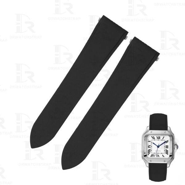 Buy Fluoro-Elastomer (FKM) Cartier Santos rubber straps 21mm Black watchbands Replacement watch strap