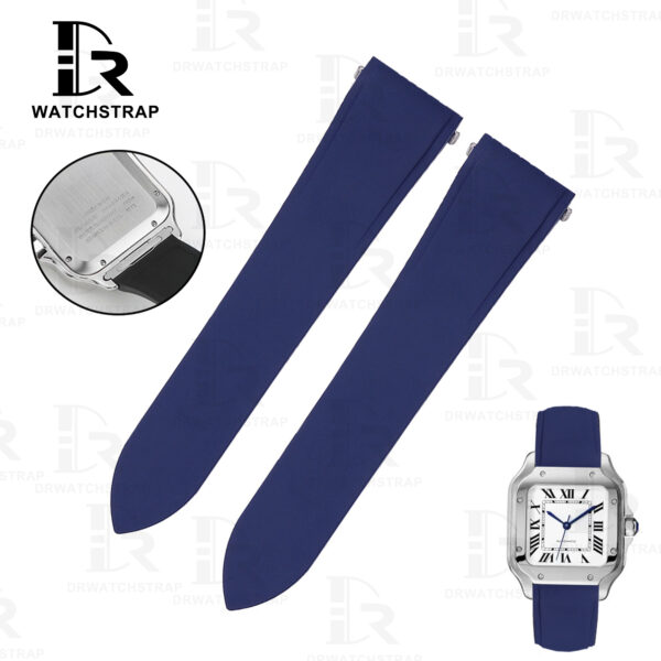 Buy Fluoro-Elastomer (FKM) Cartier Santos rubber straps 21mm Blue watchbands Replacement watch band (1)