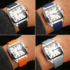 Buy Fluoro-Elastomer (FKM) Cartier Santos rubber straps 21mm Orange watchbands Replacement watch strap