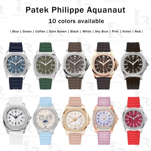 Buy Patek Philippe Aquanaut 5069 5067 5068 5072 19mm Lady's Brown rubber watch strap replacement watch bands