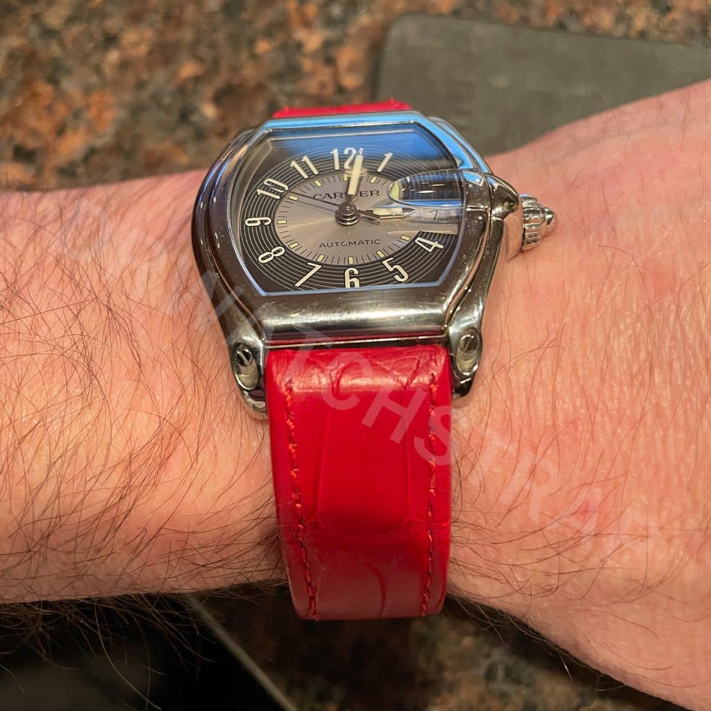 Cartier Roadster red alligator leather strap replacement watch band for sale (2)