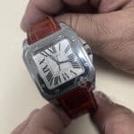 Cartier Santos 100 Anniversary brown alligator leather watch band strap Handmade brown blue alligator leather watchband for Cartier Santos 100 strap