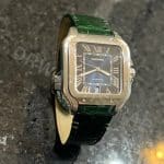 Cartier Santos quickswitch leather watch strap replacement with an interchangeable system and red black brown blue green orange and more colors leather watchbands available