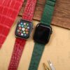 Buy Custom Apple watch band Green Round scale American Alligator 38mm 40mm 42mm 44mm Handmade watch strap