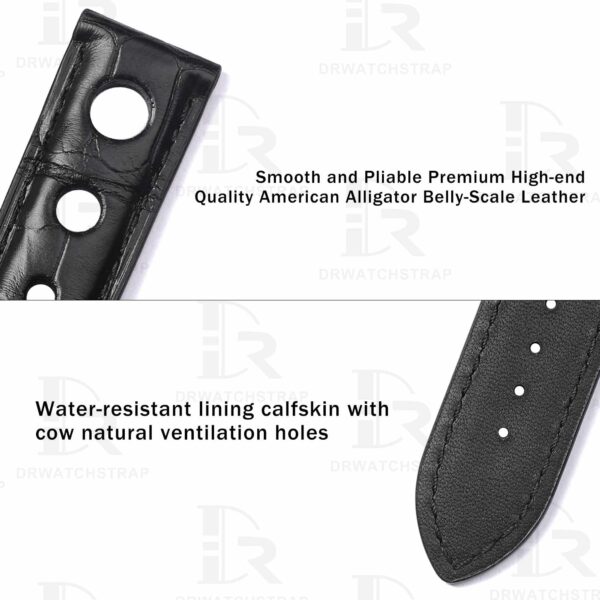 Buy Custom Black American Alligator Leather watch strap for Chopard Mille Miglia with 3 holes 19mm 20mm 23mm Handmade watch band for sale (3) Buy Custom Black American Alligator Leather watch strap for Chopard Mille Miglia with 3 holes 19mm 20mm 23mm Handmade watch band for sale (3)