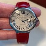 Cartier Ballon Bleu Red alligator leather watch band SG26 (2) Replacement Cartier Ballon Bleu Purple leather watch band