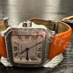 Cartier Santos Large QuickSwitch green leather alligator watch band (1)