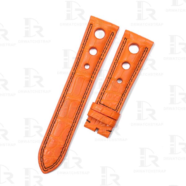 Custom Orange American Alligator Leather watch strap for Chopard Mille Miglia with 3 holes 19mm 20mm 23mm Handmade watch bands for sale (1) Custom Orange American Alligator Leather watch strap for Chopard Mille Miglia with 3 holes 19mm 20mm 23mm Handmade watch bands for sale (1)