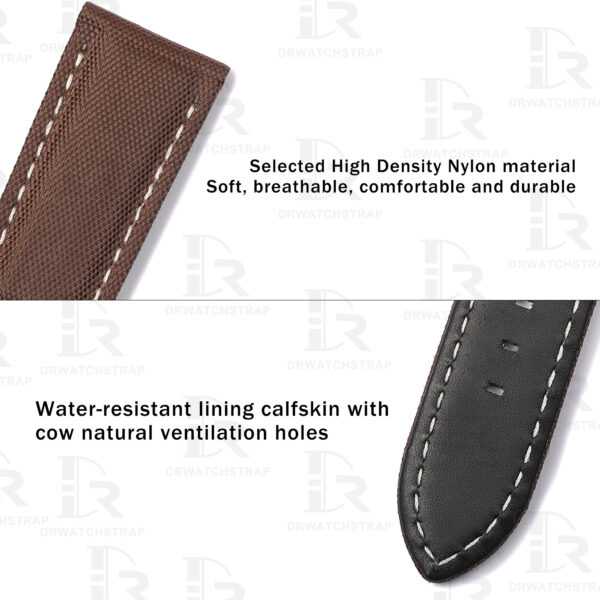 Custom high-density Patek Philippe Calatrava Pilot Travel Time 5524r 001 Brown Canvas watch straps replacement handcrafted nylon watchbands for sale (2)