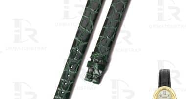 Custom Green Round scale Alligator Cartier mini Baignoire Vintage Replacement Strap Handmade watch band for sale (1)