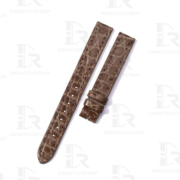 Custom Taupe Round scale Alligator Cartier mini Baignoire Vintage Replacement Strap Handmade watchbands for sale