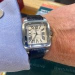 Cartier Santos 100 Dark Blue Alligator leather watch band Cartier Santos 100 pink leather watch strap for sale