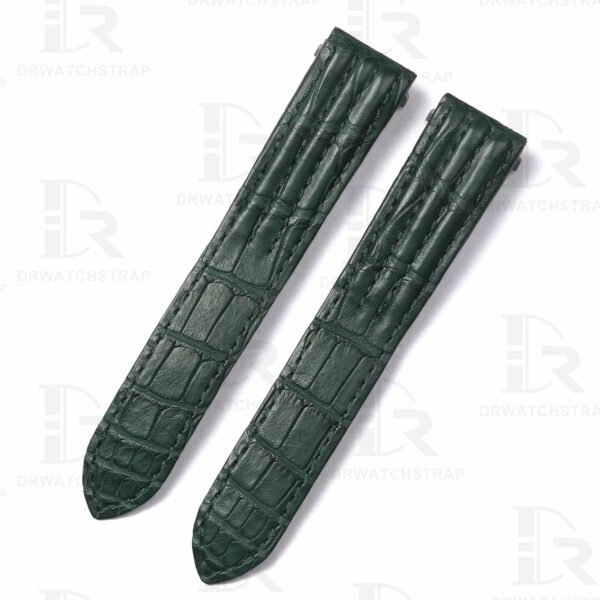 Buy Custom handmade replacement Green alligator leather watchband for Cartier Roadster straps White Stitches