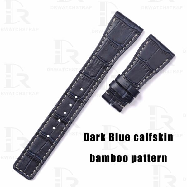 Custom handmade Dark Blue calfskin bamboo pattern for IWC Da Vinci 24mm Custom handmade Dark Blue calfskin bamboo pattern for IWC Da Vinci 24mm