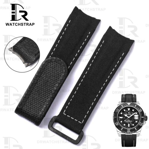 Custom replacement 21mm Black velcro watch band for Rolex Carbon Sea Dweller strap (1) Custom replacement 21mm Black velcro watch band for Rolex Carbon Sea Dweller strap (1)