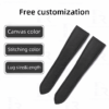 Custom handmade Black canvas Calibre de Cartier leather strap 21mm 23.5mm watch bands replacement for sale (2)