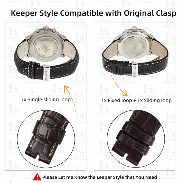 Custom Alligator Leather Watch Band for Breguet Type XXI 3810