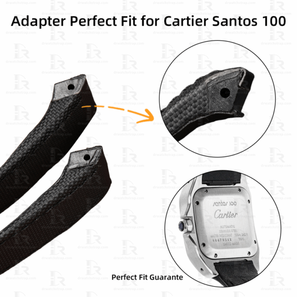 Custom Black Canvas watch band Adapter Perfect Fit replacement for Cartier santos 100 xl