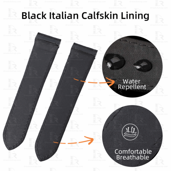 Custom Black Canvas watch straps replacement for Cartier santos 100 xl Black lining