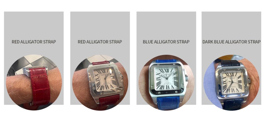 Customer review photos of watch strap for Cartier Santos 100 medium xl