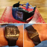 Cartier Santos 100 Black canvas watch strap Cartier Santos 100 blue alligator strap