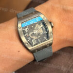 Richard Mille Dark Gray Rubber Velcro Watch Strap Customized-Richard-Mille-elastic-strap-Nylon-watch-band-fit-RM-035-030-055-011-067